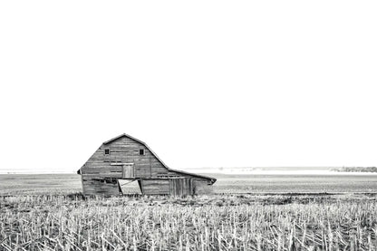 Leaning Barn BW by Nathan Larson. SKU 86064i. Archival Giclee Fine art print for wall decor.