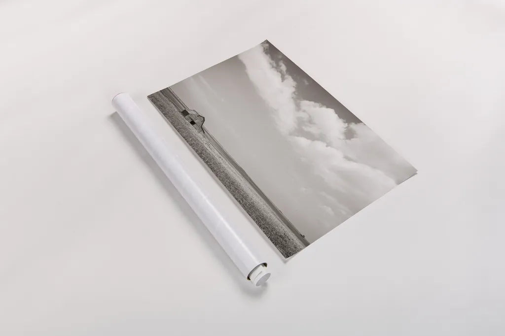 Leaning Barn Field III by Nathan Larson. shown as a rolled paper print. Available as archival giclee rolled canvas, fine art paper, or poster print. SKU 86073i.