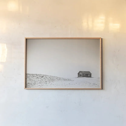 Leaving by Nathan Larson. shown as a paper print in a natural frame. Available as a archival giclee rolled canvas, fine art paper, or poster print. SKU 96625i.