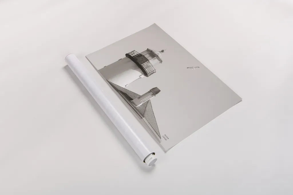 Lighthouse Fly Over by Nathan Larson. shown as a rolled paper print. Available as archival giclee rolled canvas, fine art paper, or poster print. SKU 87193i.