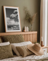 Long Way to Ride BW by Nathan Larson. shown as a paper print in a natural frame. Available as a archival giclee rolled canvas, fine art paper, or poster print. SKU 79409h.