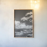Long Way to Ride BW by Nathan Larson. shown as a paper print in a natural frame. Available as a archival giclee rolled canvas, fine art paper, or poster print. SKU 79409h.