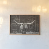 Longhorn Flowers Sepia by Nathan Larson. shown as a paper print in a natural frame. Available as a archival giclee rolled canvas, fine art paper, or poster print. SKU 91519i.