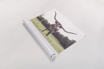 Longhorn Last Call by Nathan Larson. shown as a rolled paper print. Available as archival giclee rolled canvas, fine art paper, or poster print. SKU 91367i.