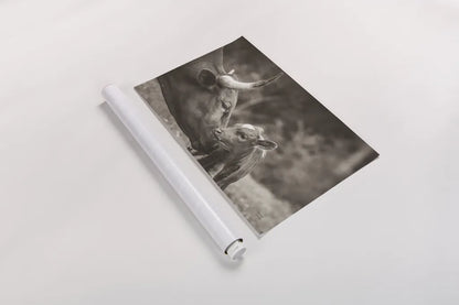 Longhorn Pairing Sepia by Nathan Larson. shown as a rolled paper print. Available as archival giclee rolled canvas, fine art paper, or poster print. SKU 91900i.