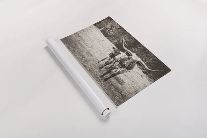 Longhorn Protection Sepia by Nathan Larson. shown as a rolled paper print. Available as archival giclee rolled canvas, fine art paper, or poster print. SKU 91521i.