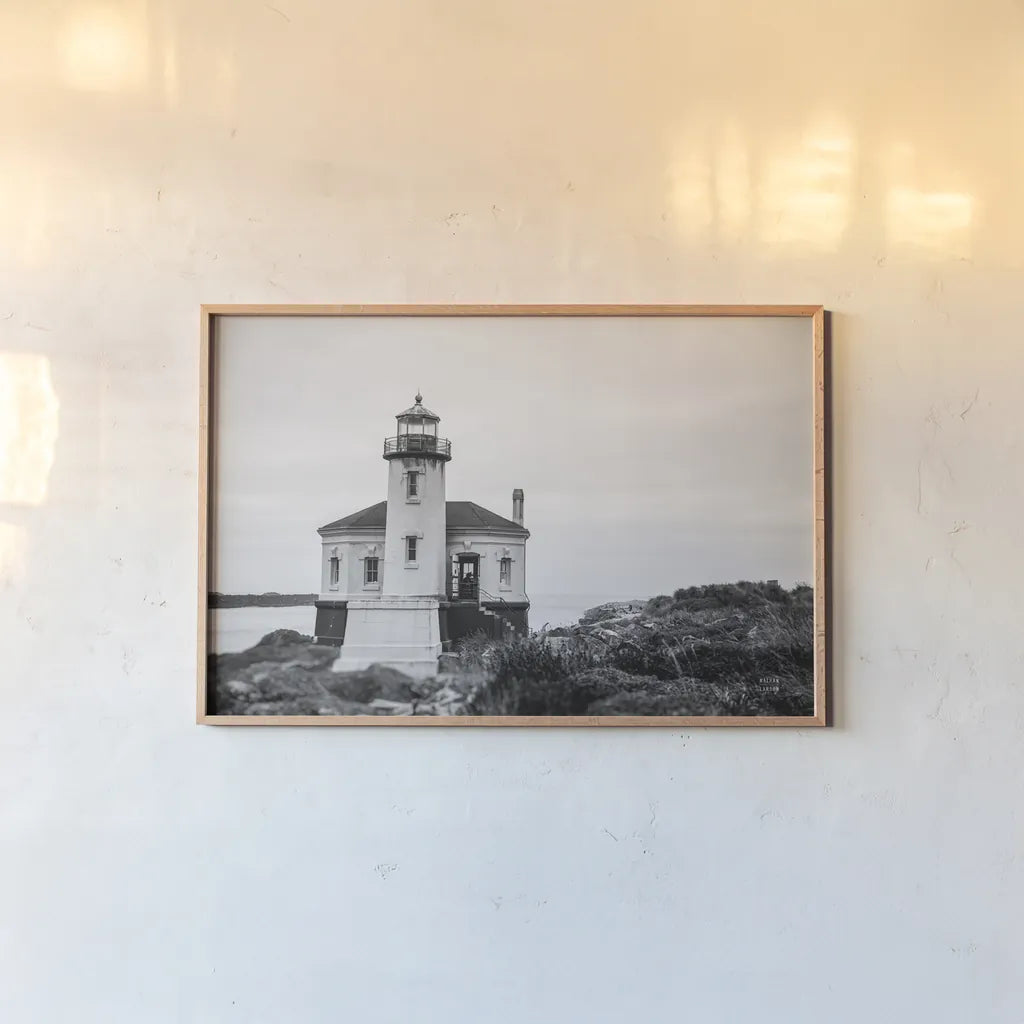 Looking Out by Nathan Larson. shown as a paper print in a natural frame. Available as a archival giclee rolled canvas, fine art paper, or poster print. SKU 90478i.