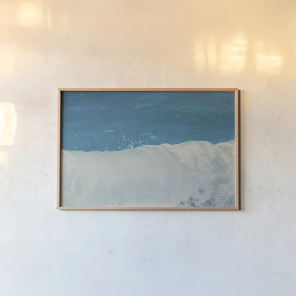 Lost Coast Waves IV by Nathan Larson. shown as a paper print in a natural frame. Available as a archival giclee rolled canvas, fine art paper, or poster print. SKU 86999i.