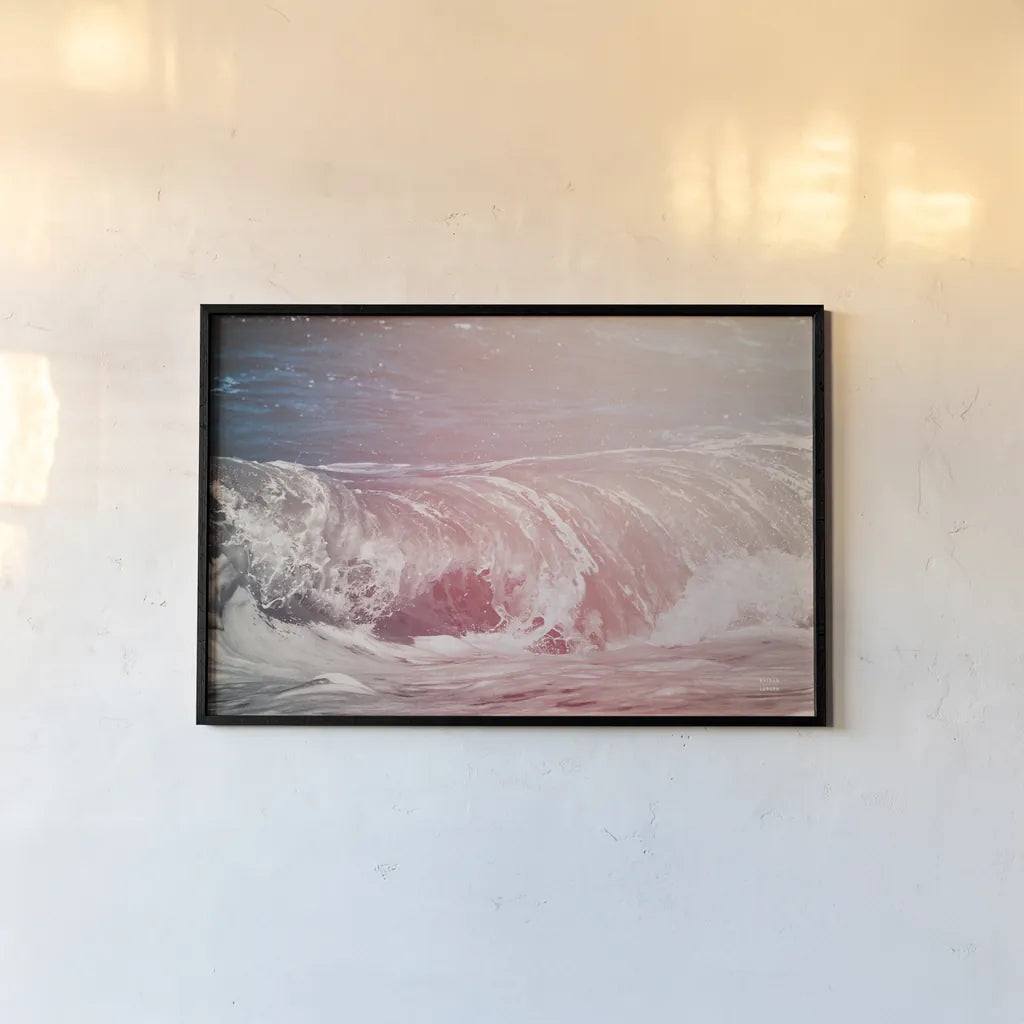 Lost Coast Waves Pink I by Nathan Larson. shown as a paper print in a black flame. Available as a archival giclee rolled canvas, fine art paper, or poster print. SKU 87260i.