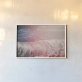 Lost Coast Waves Pink IV by Nathan Larson. shown as a paper print in a white frame. Available as a archival giclee rolled canvas, fine art paper, or poster print. SKU 87263i.