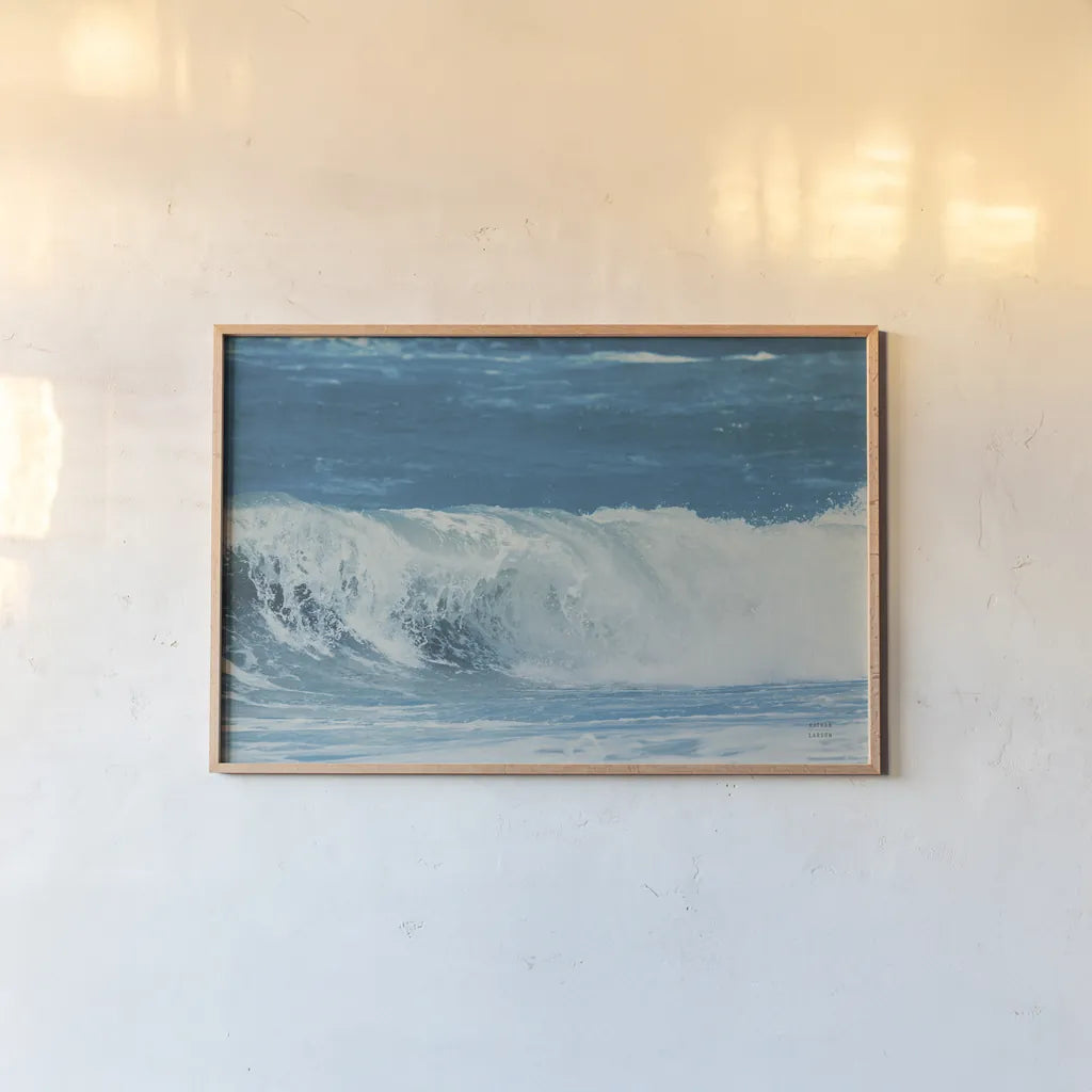 Lost Coast Waves V by Nathan Larson. shown as a paper print in a natural frame. Available as a archival giclee rolled canvas, fine art paper, or poster print. SKU 87000i.