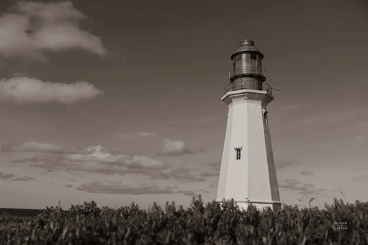 Low Point Lighthouse by Nathan Larson. SKU 100499i. Archival Giclee Fine art print for wall decor.
