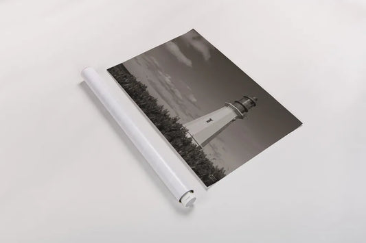 Low Point Lighthouse by Nathan Larson. shown as a rolled paper print. Available as archival giclee rolled canvas, fine art paper, or poster print. SKU 100499i.