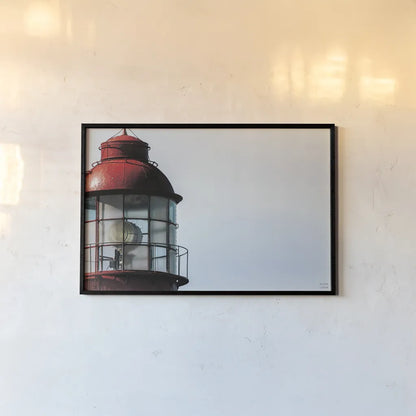 Low Point Lighthouse View by Nathan Larson. shown as a paper print in a black flame. Available as a archival giclee rolled canvas, fine art paper, or poster print. SKU 100498i.