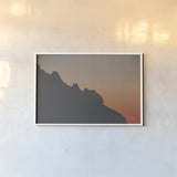 Make Me Your Sunset II by Nathan Larson. shown as a paper print in a white frame. Available as a archival giclee rolled canvas, fine art paper, or poster print. SKU 82419i.