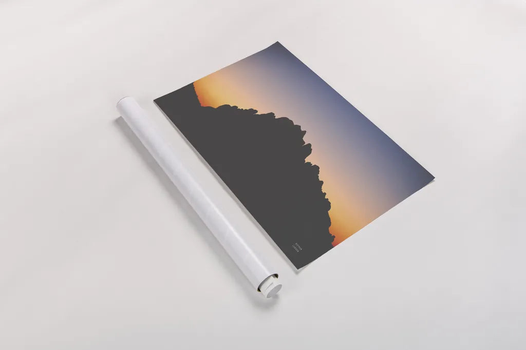 Make Me Your Sunset IV by Nathan Larson. shown as a rolled paper print. Available as archival giclee rolled canvas, fine art paper, or poster print. SKU 82424i.