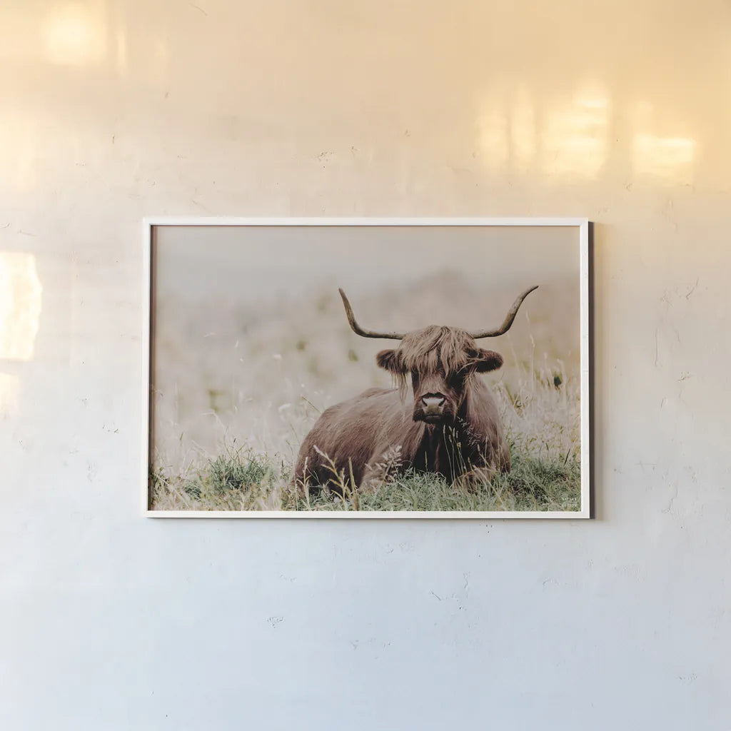 Meadow Guardian III by Nathan Larson. shown as a paper print in a white frame. Available as a archival giclee rolled canvas, fine art paper, or poster print. SKU 100482i.
