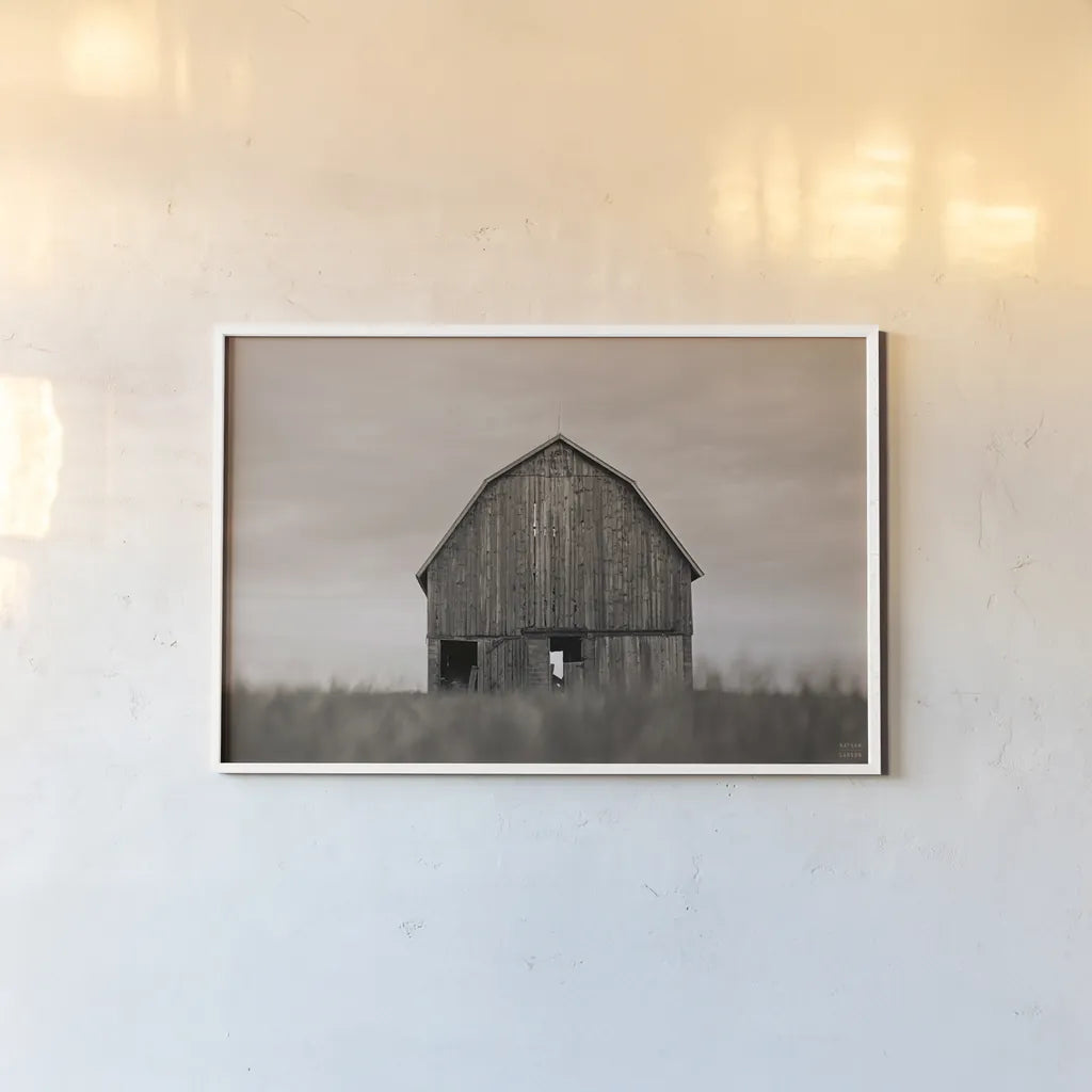 Middle America Sepia by Nathan Larson. shown as a paper print in a white frame. Available as a archival giclee rolled canvas, fine art paper, or poster print. SKU 98152i.