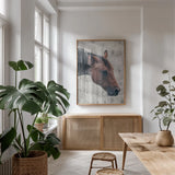 Mother by Nathan Larson. shown as a print in a natural wood frame in a dining room. Available as a archival giclee rolled canvas, fine art paper, or poster print. SKU 98632h.