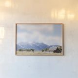 Mountain Bed by Nathan Larson. shown as a paper print in a natural frame. Available as a archival giclee rolled canvas, fine art paper, or poster print. SKU 103210i.