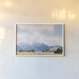 Mountain Bed by Nathan Larson. shown as a paper print in a white frame. Available as a archival giclee rolled canvas, fine art paper, or poster print. SKU 103210i.