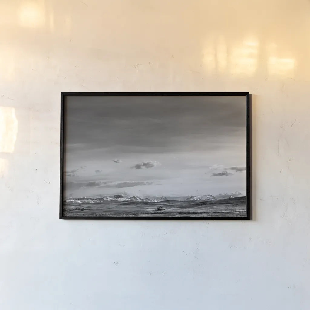 Mountain Cabin I by Nathan Larson. shown as a paper print in a black flame. Available as a archival giclee rolled canvas, fine art paper, or poster print. SKU 82742i.