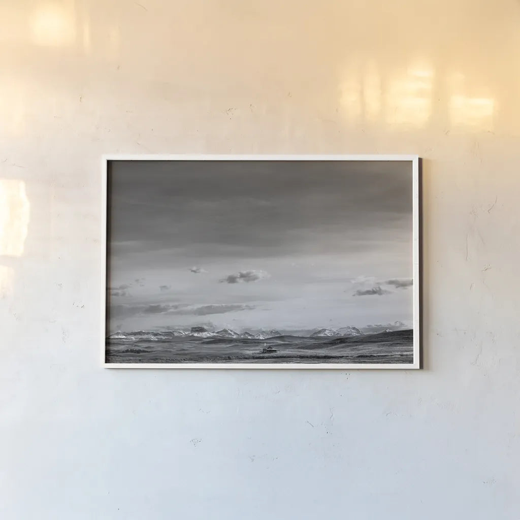 Mountain Cabin I by Nathan Larson. shown as a paper print in a white frame. Available as a archival giclee rolled canvas, fine art paper, or poster print. SKU 82742i.