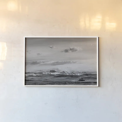 Mountain Cabin II by Nathan Larson. shown as a paper print in a white frame. Available as a archival giclee rolled canvas, fine art paper, or poster print. SKU 82743i.