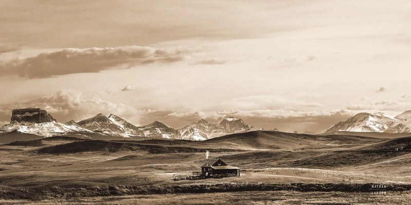Mountain Cabin III Sepia Crop by Nathan Larson