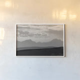 Mountain Layers by Nathan Larson. shown as a paper print in a white frame. Available as a archival giclee rolled canvas, fine art paper, or poster print. SKU 81197i.