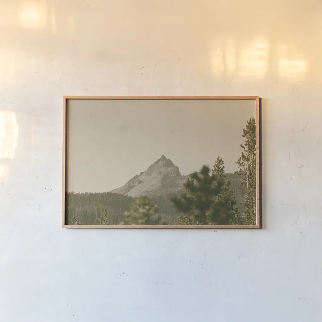 Mountainous II by Nathan Larson. shown as a paper print in a natural frame. Available as a archival giclee rolled canvas, fine art paper, or poster print. SKU 88240i.