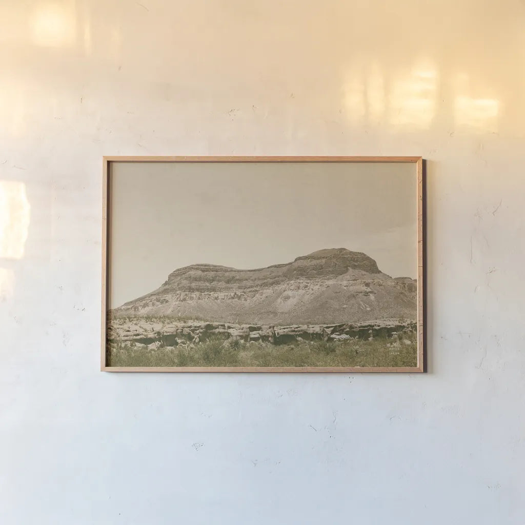 Mountainous III by Nathan Larson. shown as a paper print in a natural frame. Available as a archival giclee rolled canvas, fine art paper, or poster print. SKU 88241i.