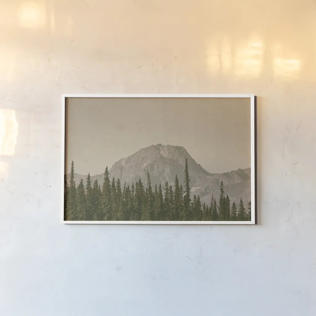 Mountainous IV by Nathan Larson. shown as a paper print in a white frame. Available as a archival giclee rolled canvas, fine art paper, or poster print. SKU 88242i.