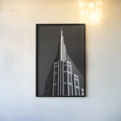 Nashville Rising by Nathan Larson. shown as a paper print in a black flame. Available as a archival giclee rolled canvas, fine art paper, or poster print. SKU 99192h.