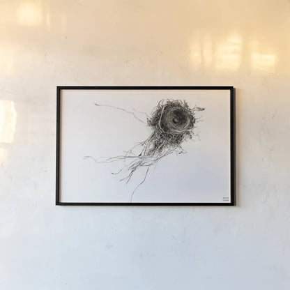 Nest Released by Nathan Larson. shown as a paper print in a black flame. Available as a archival giclee rolled canvas, fine art paper, or poster print. SKU 99379i.