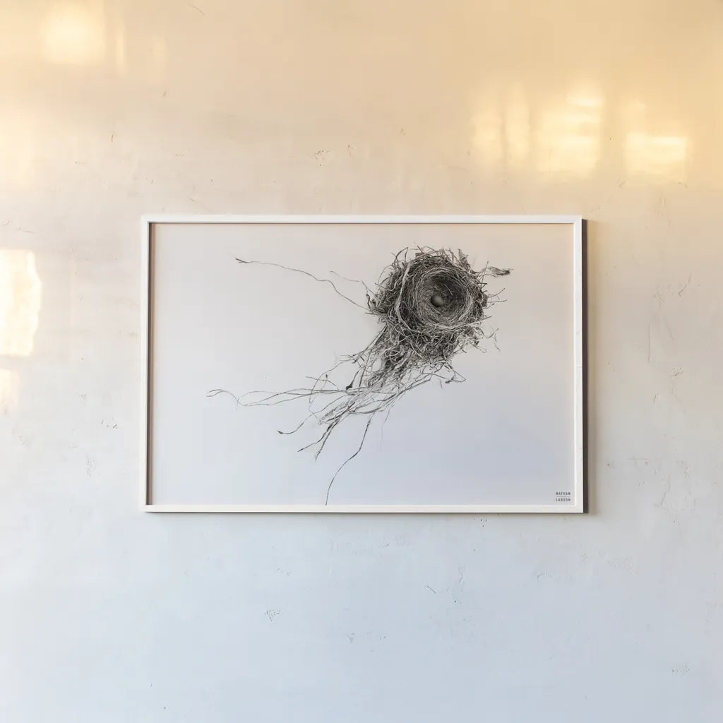 Nest Released by Nathan Larson. shown as a paper print in a white frame. Available as a archival giclee rolled canvas, fine art paper, or poster print. SKU 99379i.