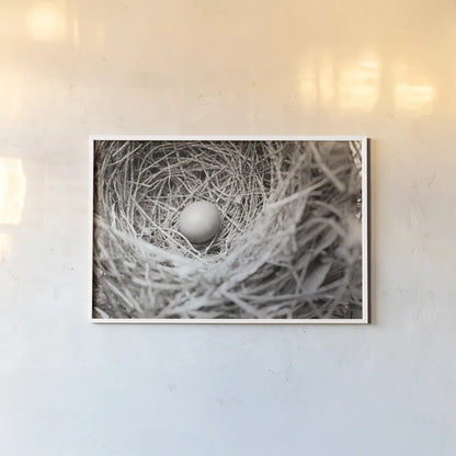 Nesting by Nathan Larson. shown as a paper print in a white frame. Available as a archival giclee rolled canvas, fine art paper, or poster print. SKU 87634i.