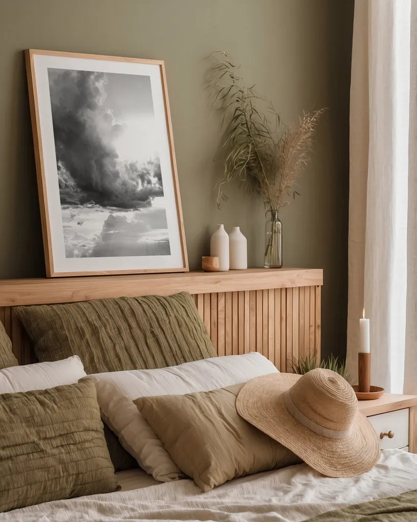 New England Summer by Nathan Larson. shown as a paper print in a natural frame. Available as a archival giclee rolled canvas, fine art paper, or poster print. SKU 85791h.