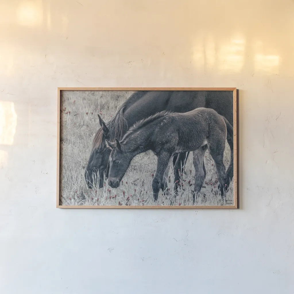 New Graze I by Nathan Larson. shown as a paper print in a natural frame. Available as a archival giclee rolled canvas, fine art paper, or poster print. SKU 98714i.