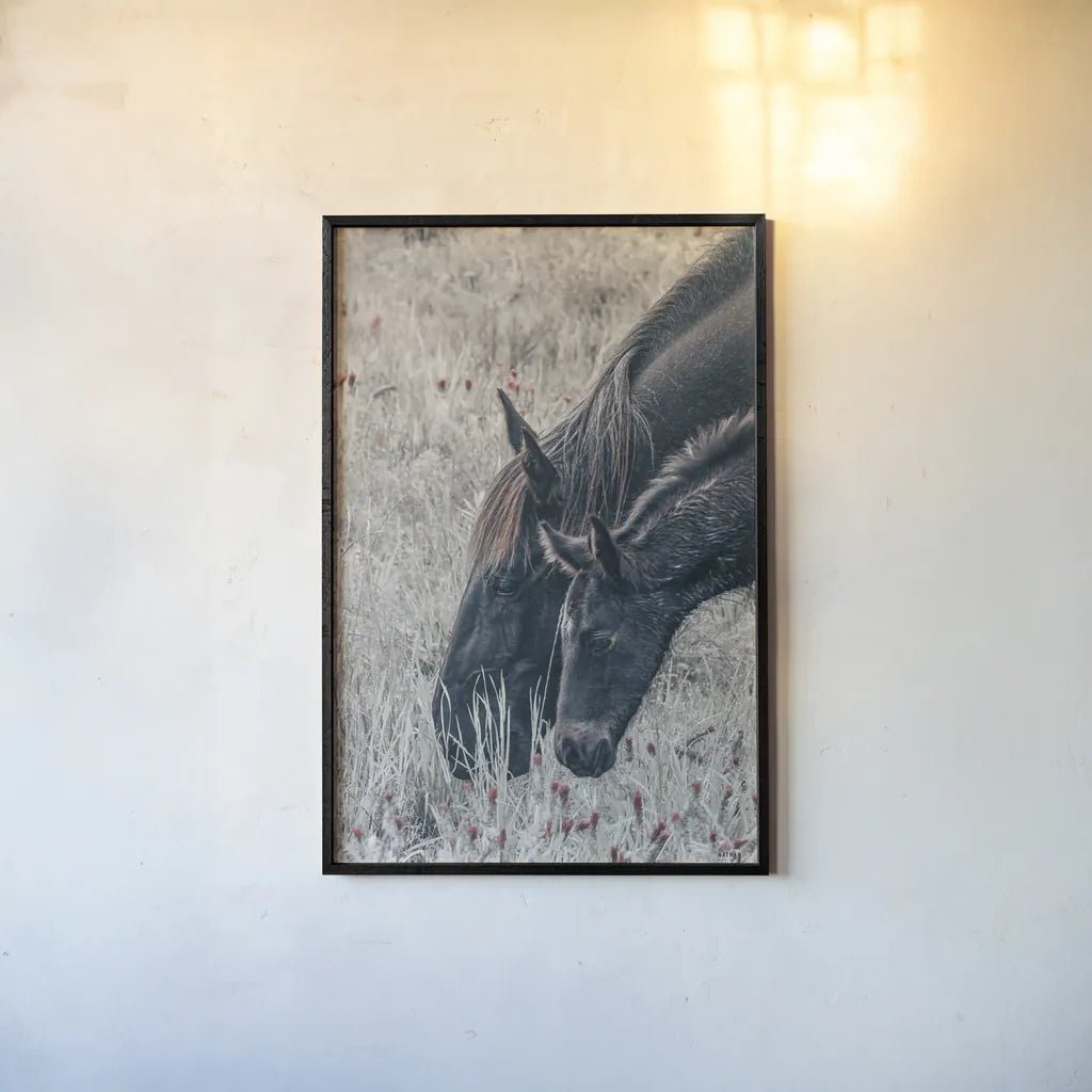 New Graze II by Nathan Larson. shown as a paper print in a black flame. Available as a archival giclee rolled canvas, fine art paper, or poster print. SKU 98715h.