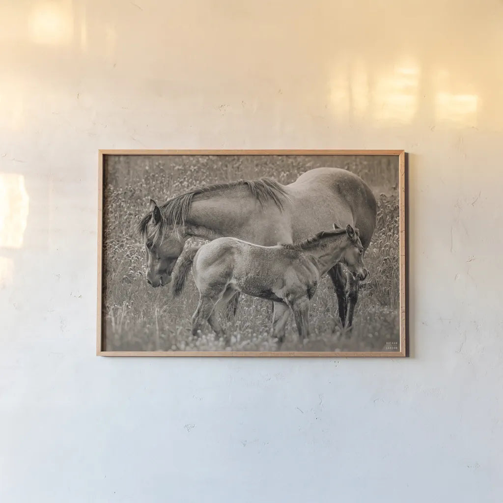New Life Sepia by Nathan Larson. shown as a paper print in a natural frame. Available as a archival giclee rolled canvas, fine art paper, or poster print. SKU 98713i.