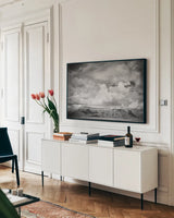 New Mexico Mesa by Nathan Larson. shown as a framed stretched canvas in a living room above a console. Available as a archival giclee rolled canvas, fine art paper, or poster print. SKU 92321i.