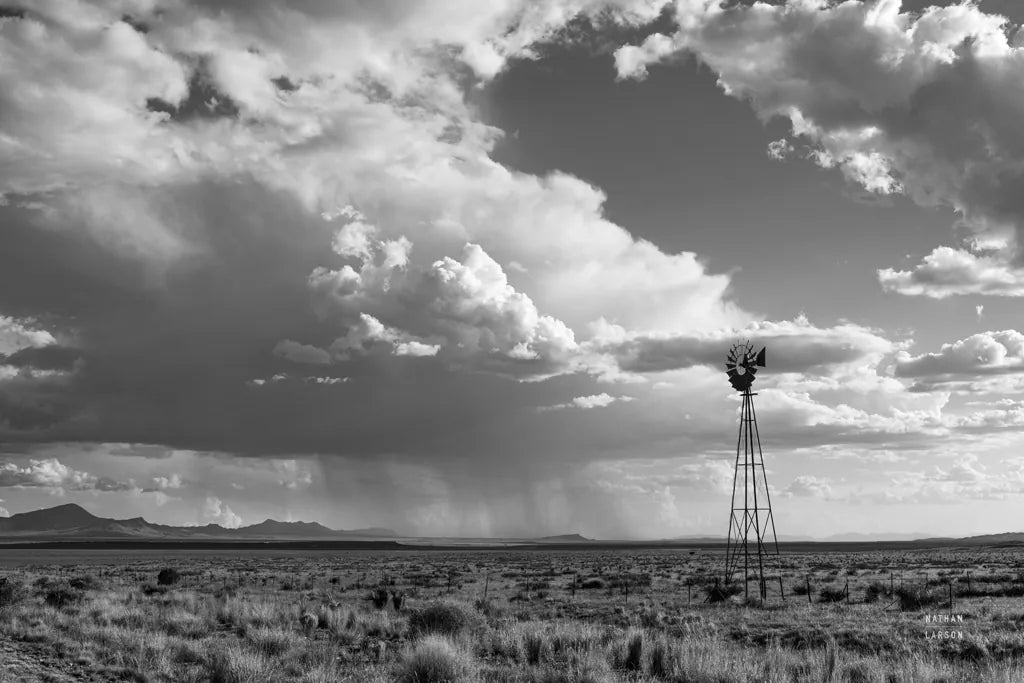 New Mexico Monsoon Rains by Nathan Larson. SKU 82305i. Archival Giclee Fine art print for wall decor.