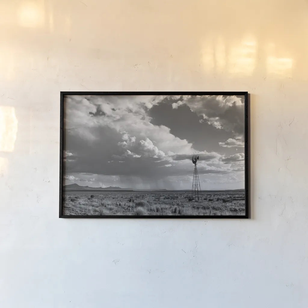 New Mexico Monsoon Rains by Nathan Larson. shown as a paper print in a black flame. Available as a archival giclee rolled canvas, fine art paper, or poster print. SKU 82305i.