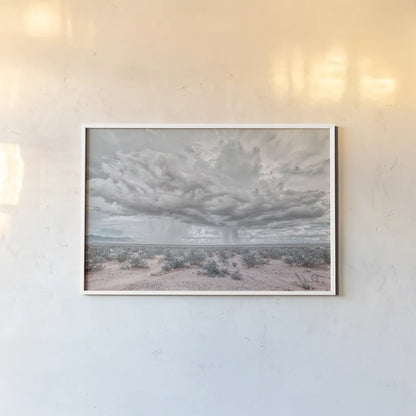 New Mexico Rain by Nathan Larson. shown as a paper print in a white frame. Available as a archival giclee rolled canvas, fine art paper, or poster print. SKU 72033i.