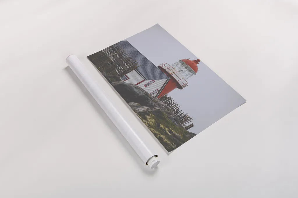 Newfoundland Foggy Morning by Nathan Larson. shown as a rolled paper print. Available as archival giclee rolled canvas, fine art paper, or poster print. SKU 100496i.