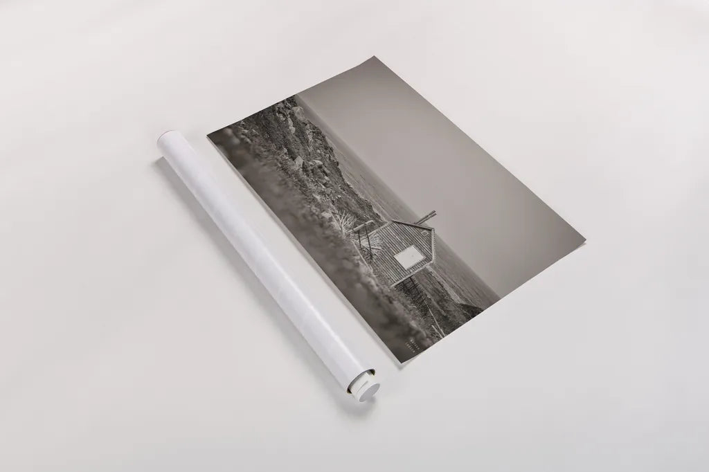 Newfoundland Historic Buildings Sepia by Nathan Larson. shown as a rolled paper print. Available as archival giclee rolled canvas, fine art paper, or poster print. SKU 101668i.