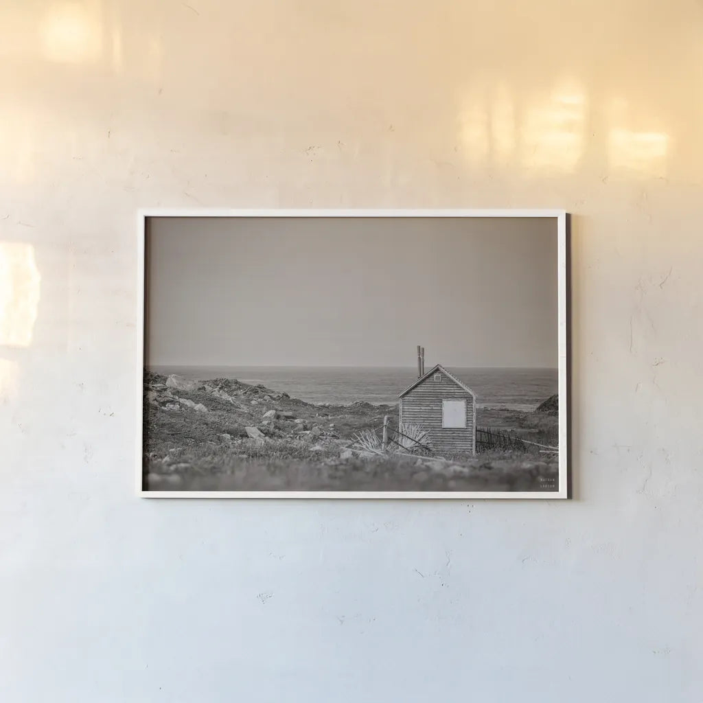 Newfoundland Historic Buildings Sepia by Nathan Larson. shown as a paper print in a white frame. Available as a archival giclee rolled canvas, fine art paper, or poster print. SKU 101668i.