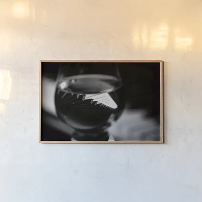 Night Vibes BW by Nathan Larson. shown as a paper print in a natural frame. Available as a archival giclee rolled canvas, fine art paper, or poster print. SKU 77342i.