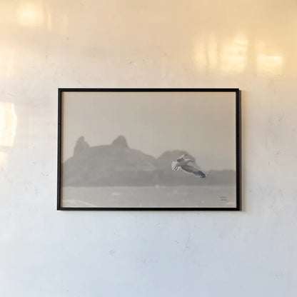 Oceanside Flight by Nathan Larson. shown as a paper print in a black flame. Available as a archival giclee rolled canvas, fine art paper, or poster print. SKU 91852i.